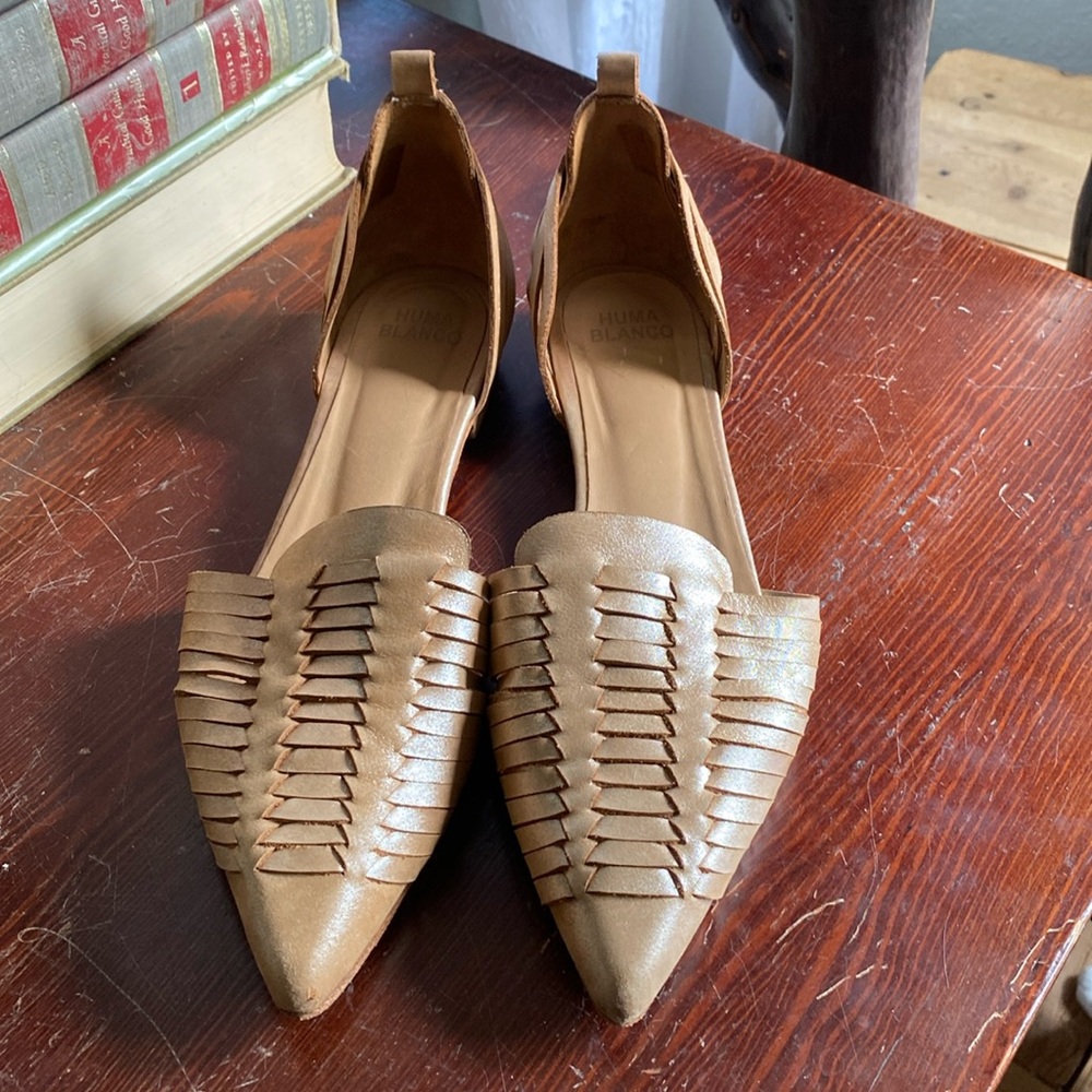Huma Blanco x Anthropologie Hollis Flats Size EU40 Metallic Tan Leather Pointed